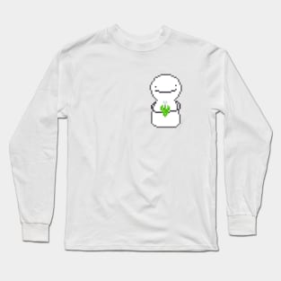 dream blob holding white tulip pixel art Long Sleeve T-Shirt